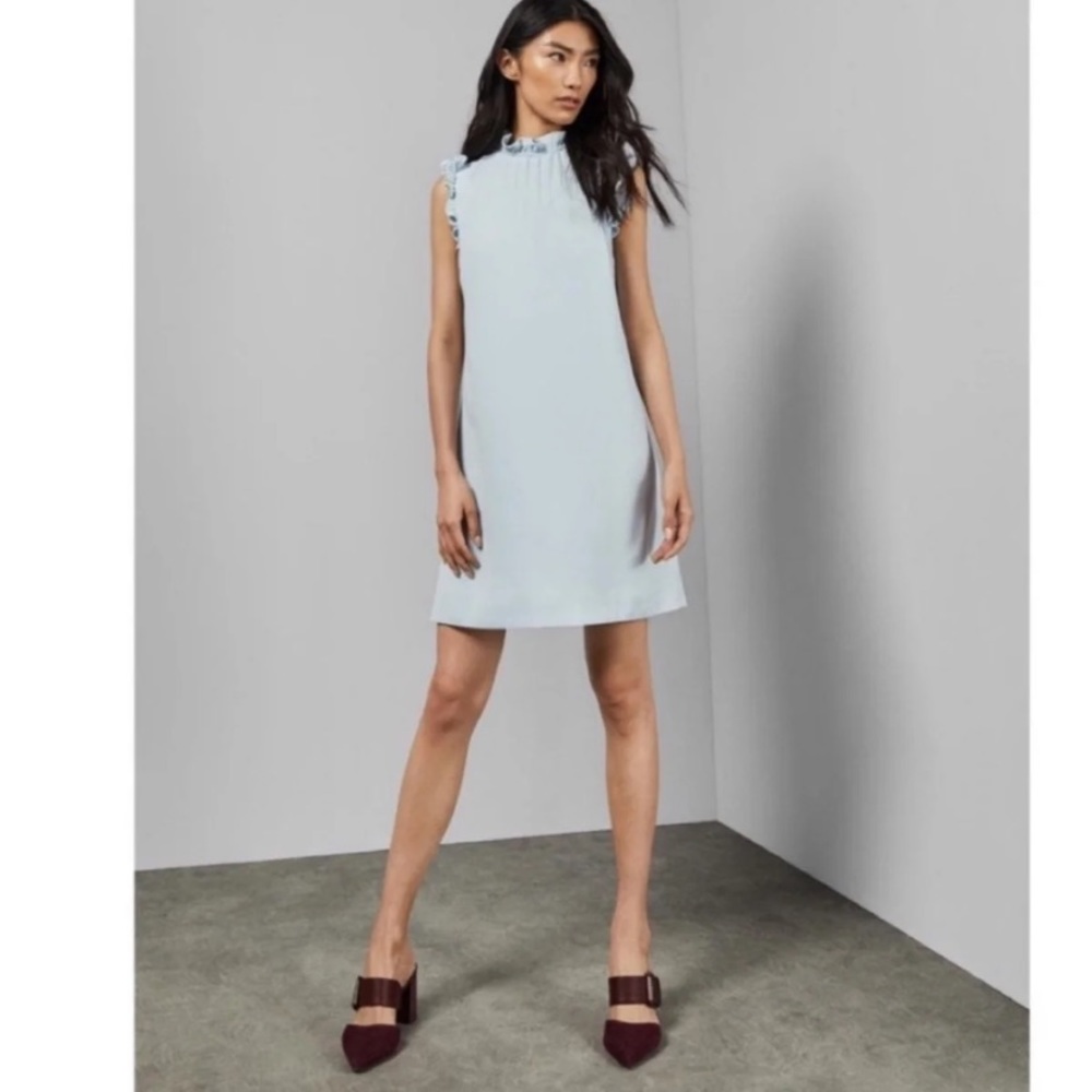 Ted Baker Leyland Powder Blue ruffle dress